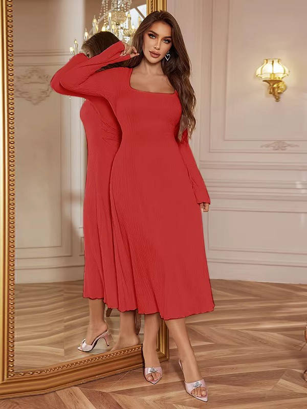 Paris | Women’s Square Neck Wedding Guest Midi Dress