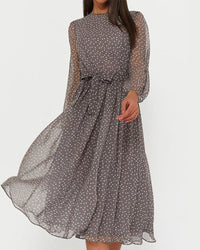 Shauna | Women's Polka Dot Long Sleeve Midi Dress