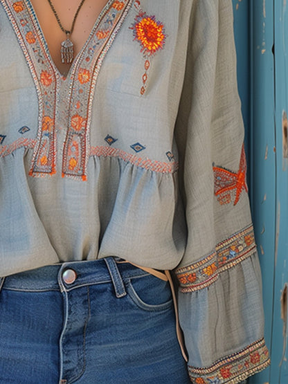 Isabella | Women's Casual Boho V-Neck Blouse