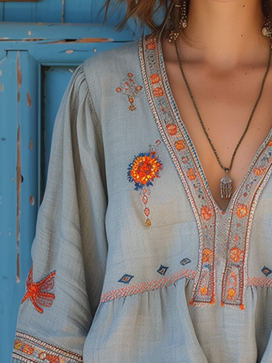Isabella | Women's Casual Boho V-Neck Blouse