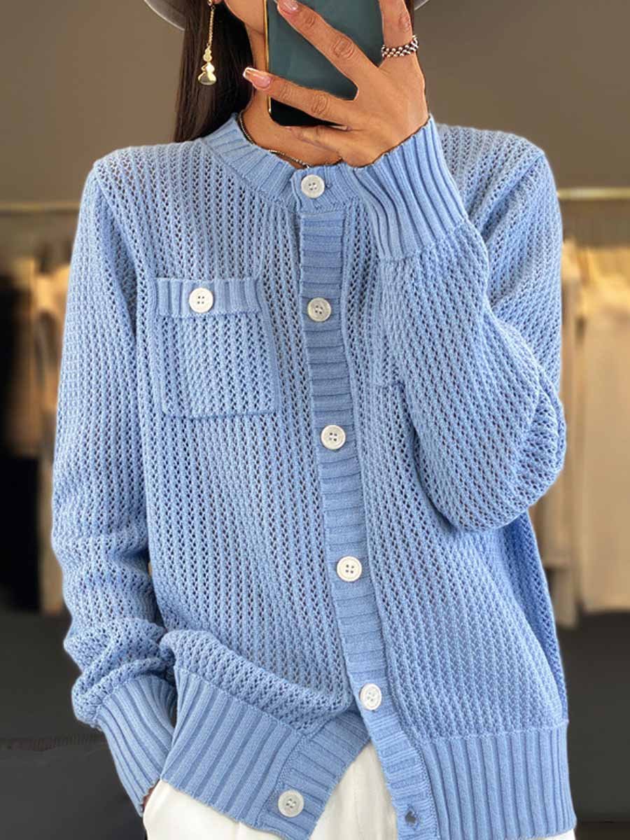 Willa | Women’s Elegant Textured Cardigan with Chest Pocket