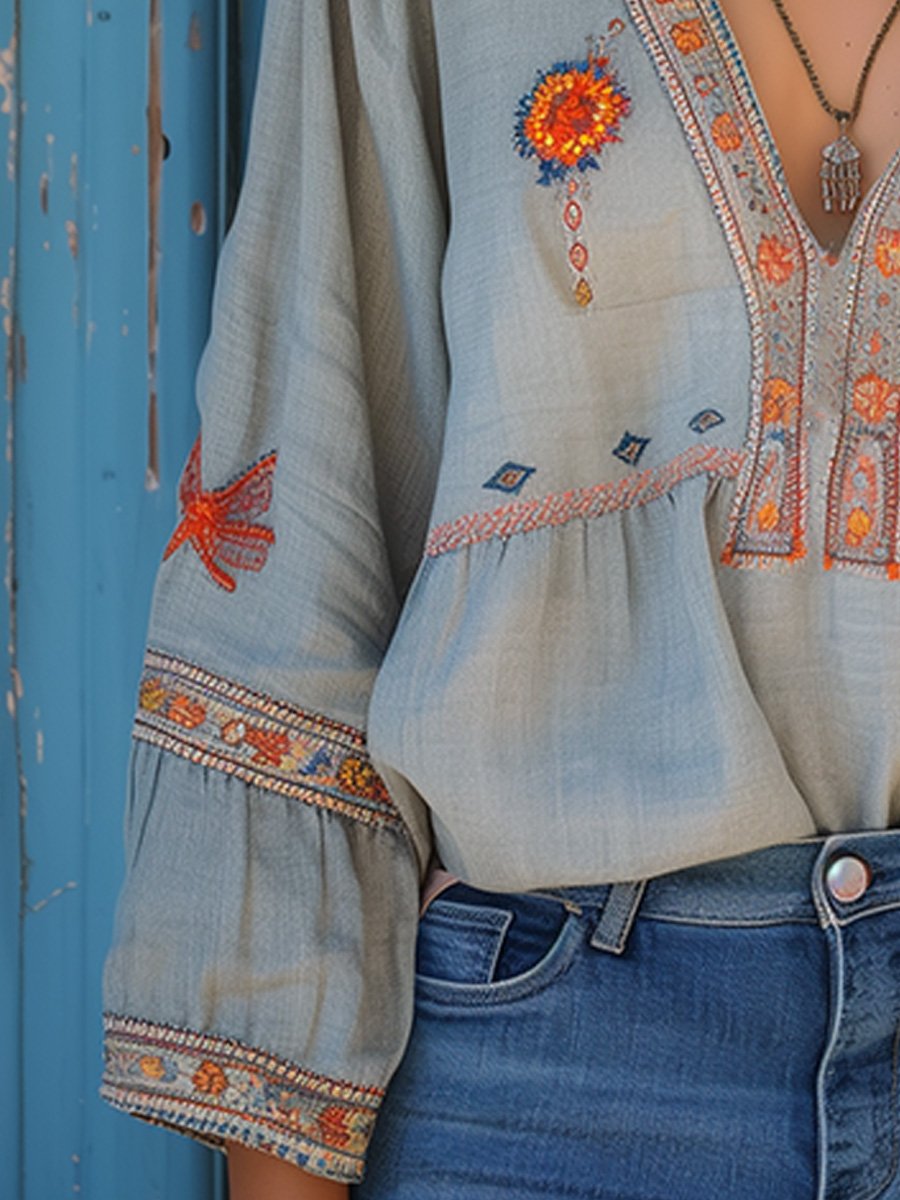 Isabella | Women's Casual Boho V-Neck Blouse