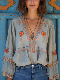 Isabella | Women's Casual Boho V-Neck Blouse