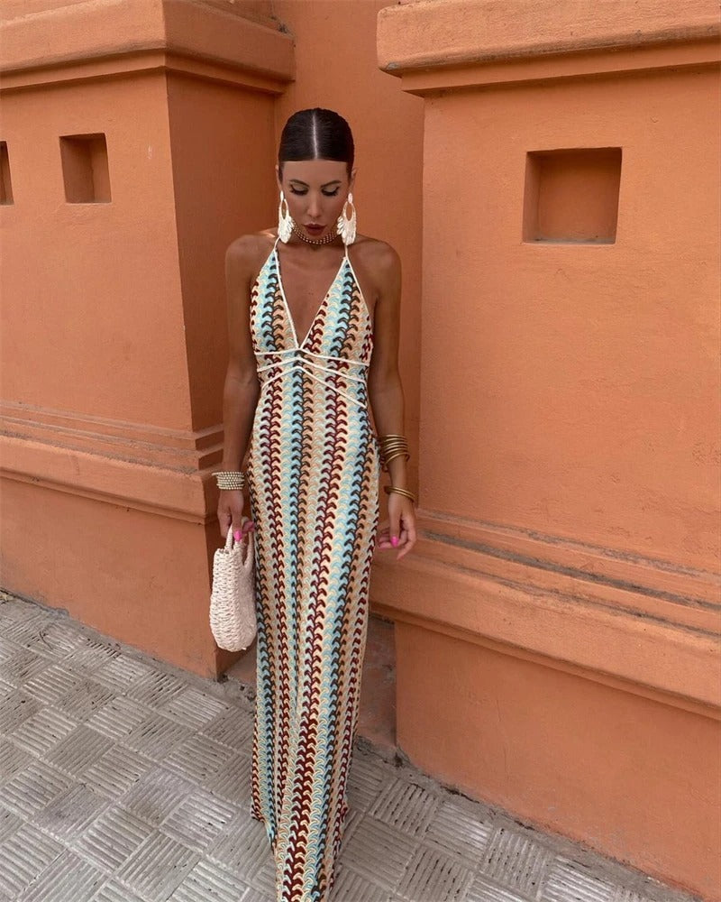 Wren | Women’s Deep V-Neck Boho Maxi Dress