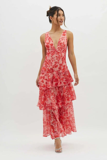 Milena | Women’s Elegant Summer V-Neck Maxi Dress