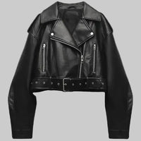 Daisy | Women's Cropped Leather Biker Jacket