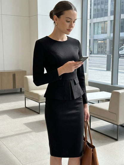Maria | Women's Peplum Wedding Guest Midi Dress