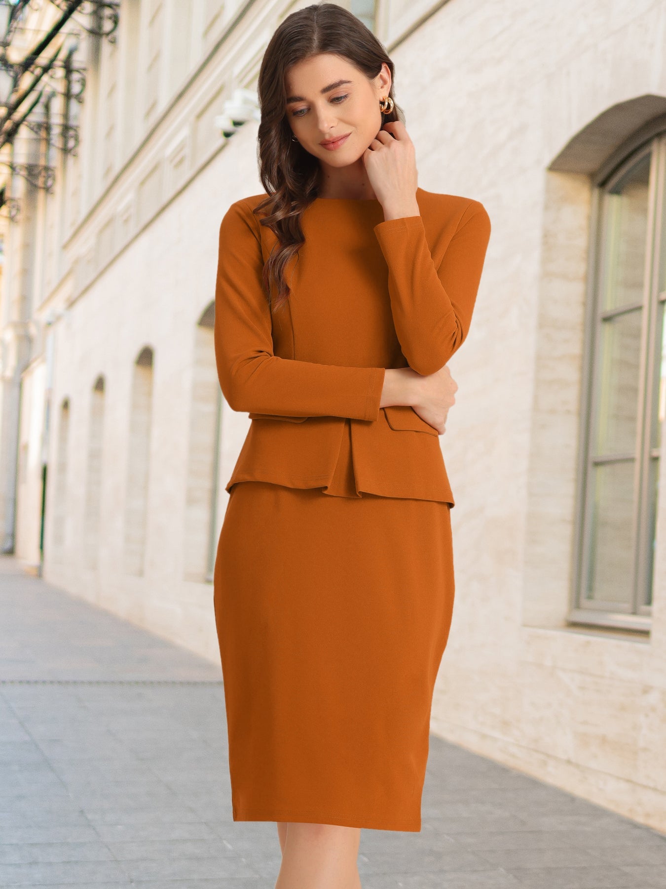 Maria | Women's Peplum Wedding Guest Midi Dress