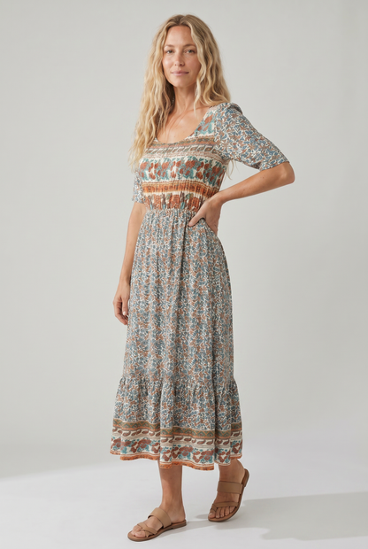 Emily | Women's Printed Boho Midi Dress