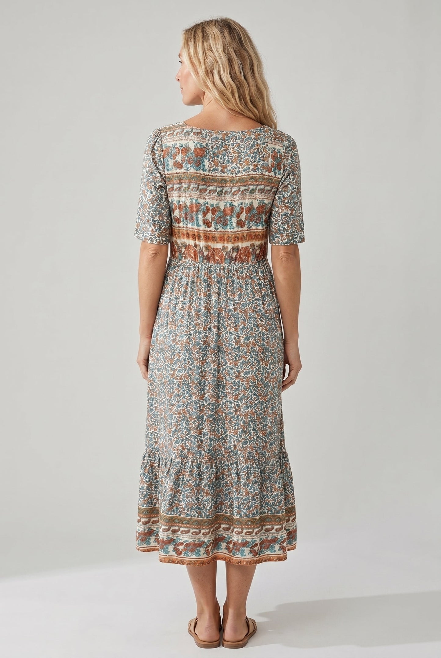 Emily | Women's Printed Boho Midi Dress