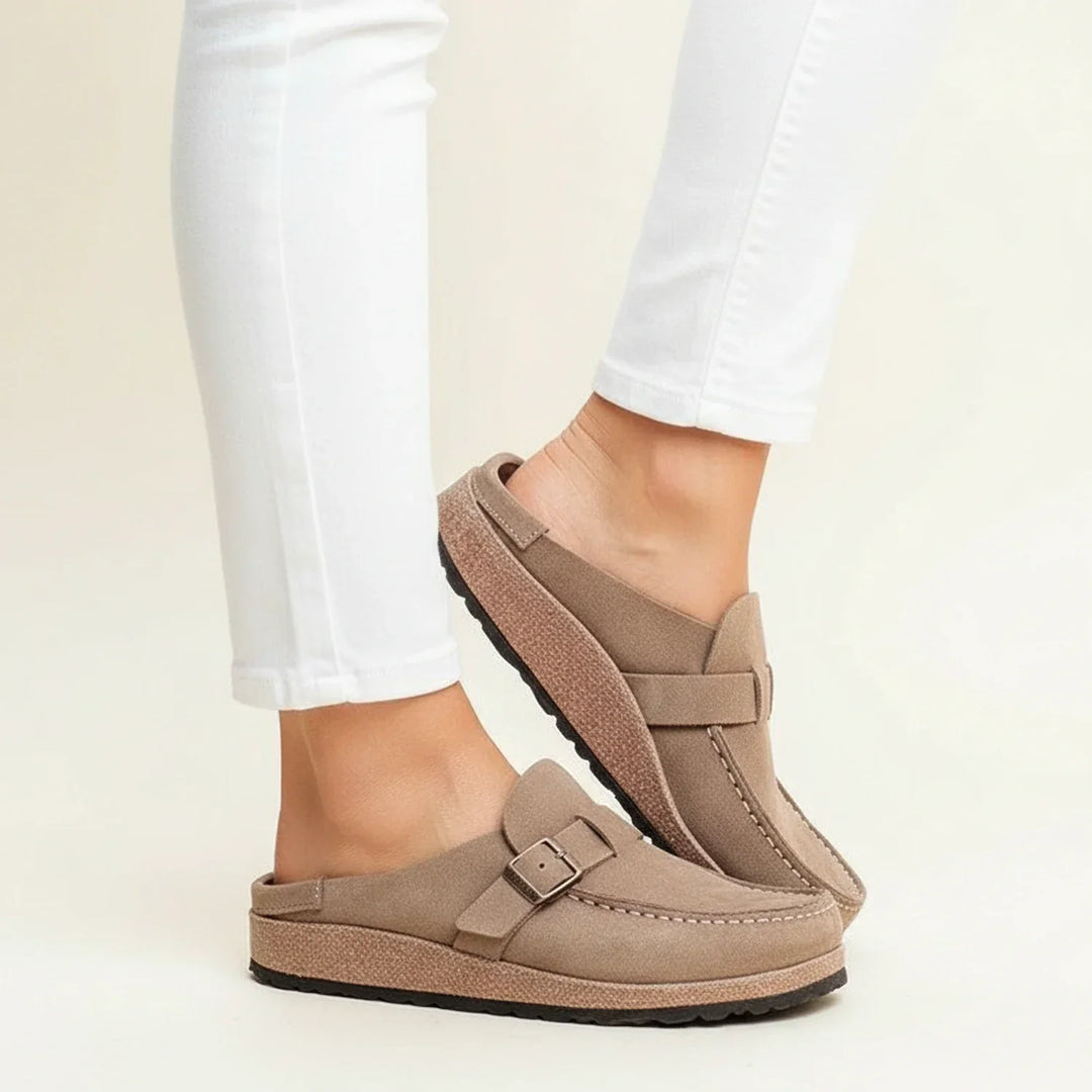 Delilah | Women Orthopedic Buckle Mules with Chunky Sole
