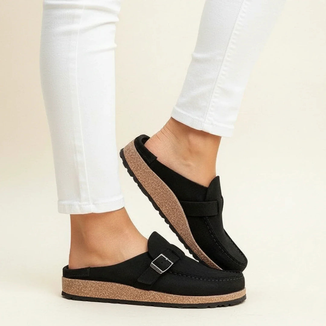 Delilah | Women Orthopedic Buckle Mules with Chunky Sole