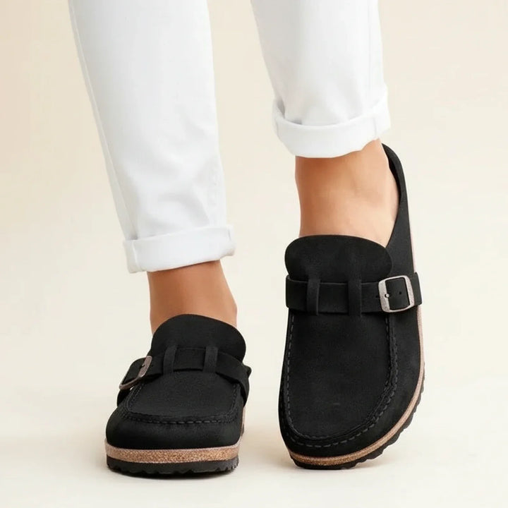 Delilah | Women Orthopedic Buckle Mules with Chunky Sole